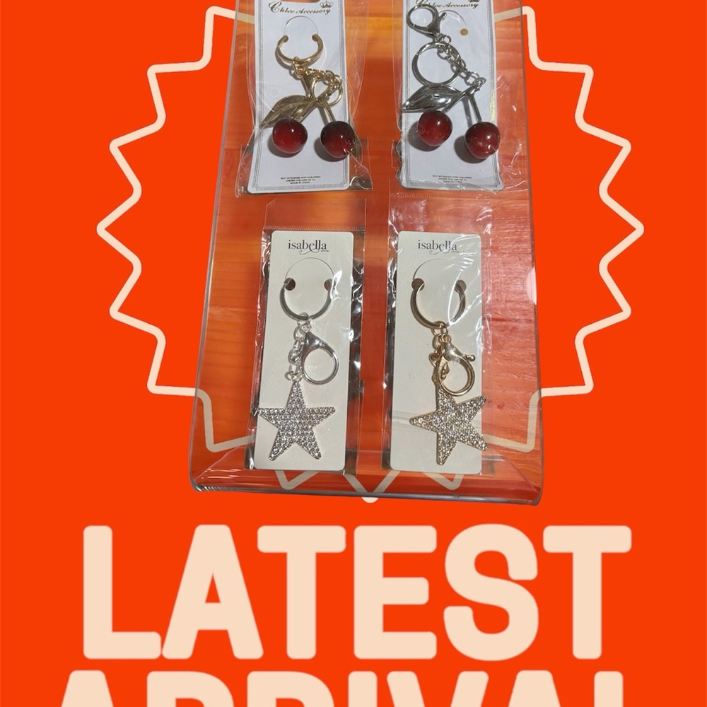 Abella Star Keychain Set - Silver, Gold, and Red